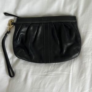 Coach Leather Wristlet in Black